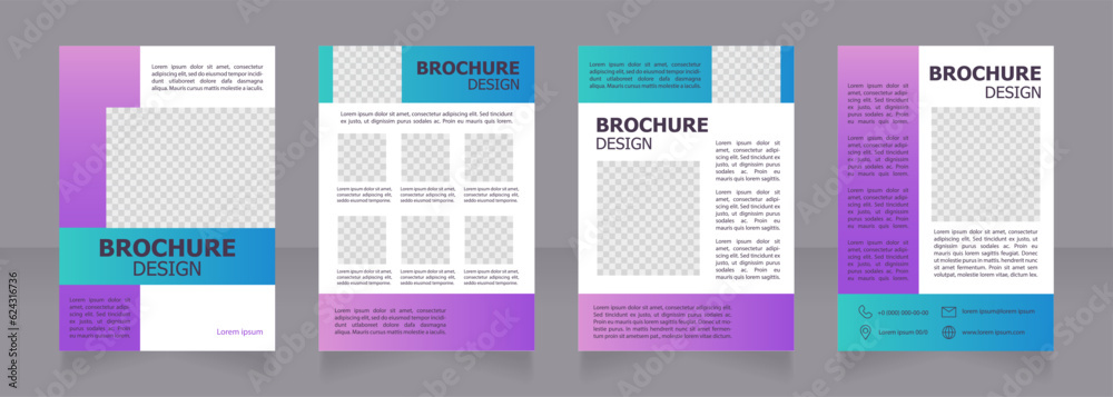 Products for beauty and fashion blank brochure design. Template set with copy space for text. Premade corporate reports collection. Editable 4 paper pages. Tahoma, Myriad Pro fonts used
