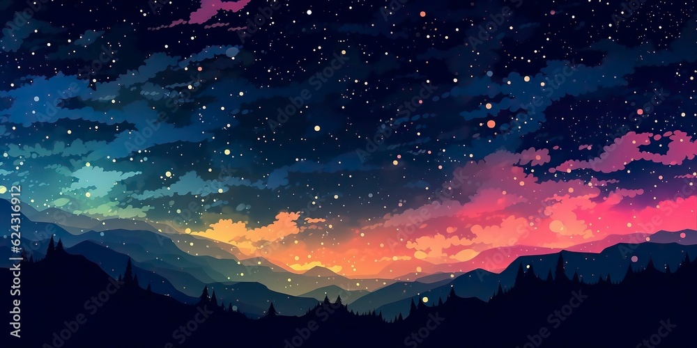 A background adorned with a mesmerizing array of stars in the night sky. Illustration. Generative AI A background adorned with a mesmerizing array of stars in the night sky. Illustration. Generative AI
