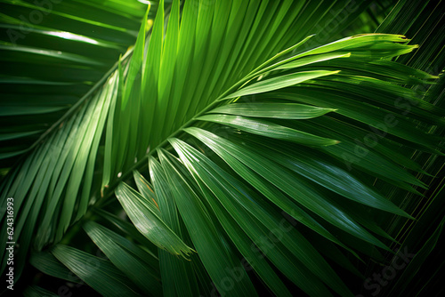 Lush and vibrant palm leaves  showcasing their intricate patterns.