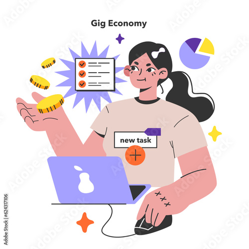 Gig economy. Labor market based on independent contractor, online