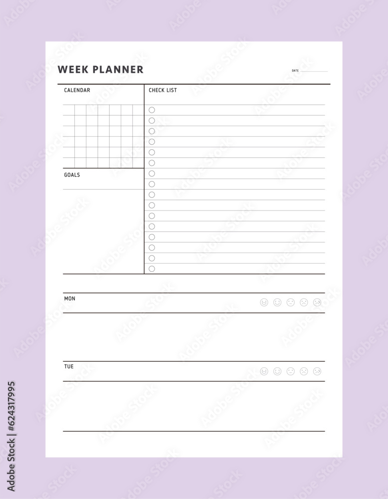 week planner. week planner.