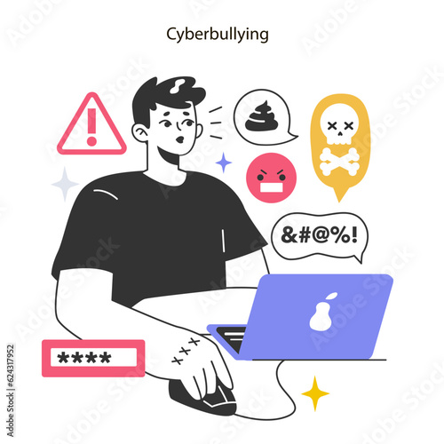Cyberbullying. Online harassment with unfriendly, mean and hurtful