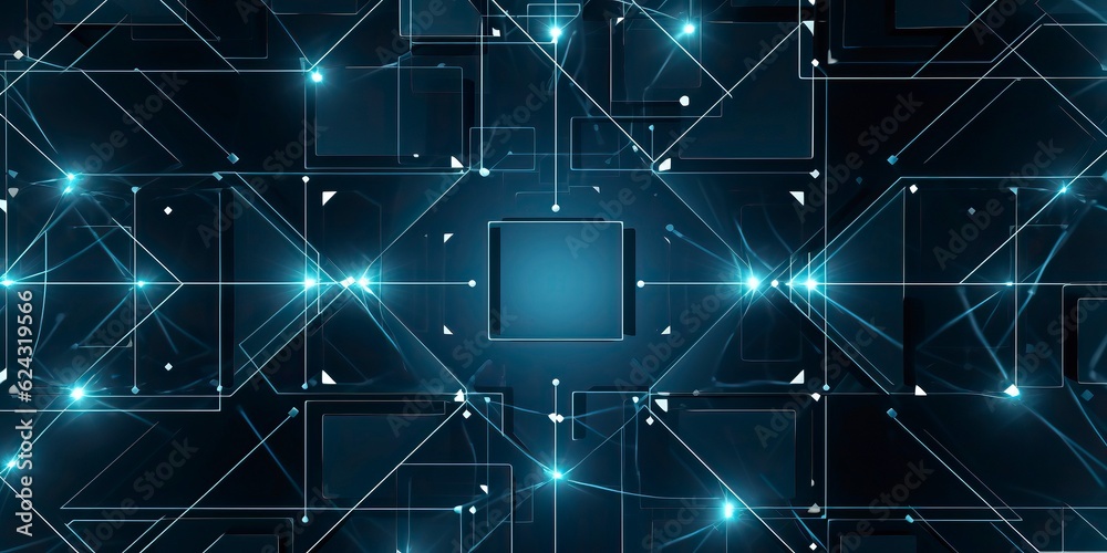 A background featuring a futuristic grid pattern, with intersecting lines, nodes. Digital illustration. Generative AI A background featuring a futuristic grid pattern, with intersecting lines, nodes. Digital illustration. Generative AI