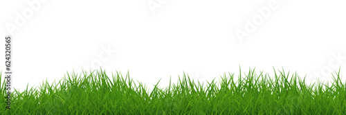 Green uneven grass wide seamless border isolated. Vector