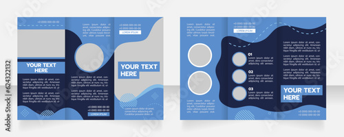 Construction equipment repair trifold brochure template design. Zig-zag folded leaflet set with copy space for text. Editable 3 panel flyers. Prompt Bold, Myriad Pro Regular fonts used
