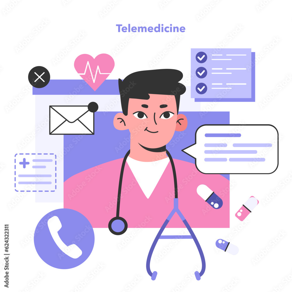 Telemedicine. Online consultation with a doctor. Remote medical treatment Telemedicine. Online consultation with a doctor. Remote medical treatment