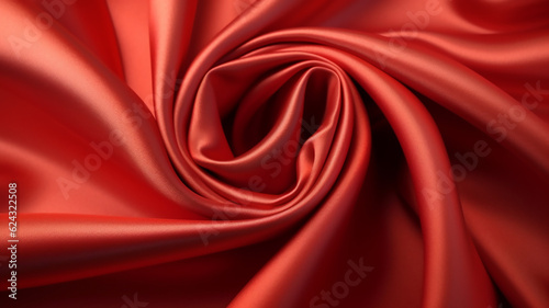 Red satin fabric, Blurry background, template, Bokeh, Copy Space, Generative AI