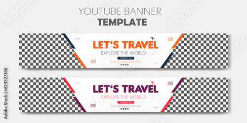 Travel and tourism youtube banner template design