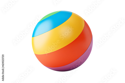 Beach ball cut out and isolated on a transparent background, computer Generative AI stock illustration