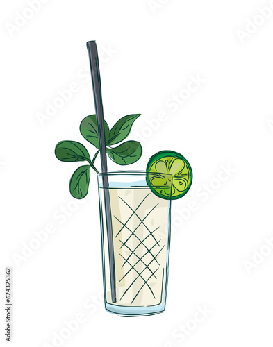 Mojito cocktail over white background, vector illustration
