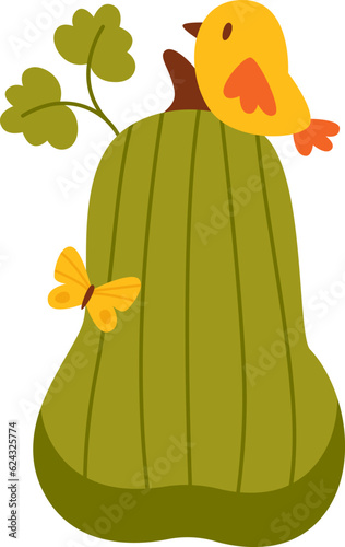 Pumpkin With Bird