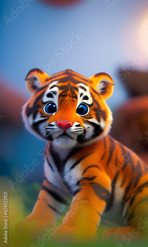  happy cute tiger. generative AI