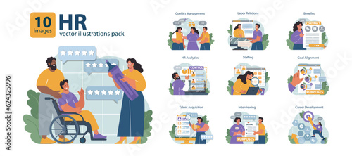 Human resources manager set. HR agent competencies and professional