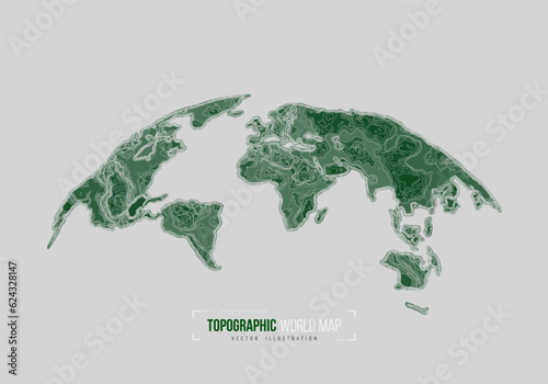 Topographic map. Geographic contour world map. Vector illustration.