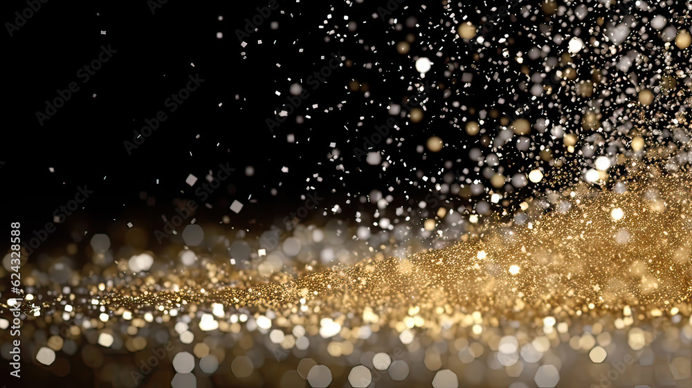 Sprinkle gold Platinum and silver dust on a black background in the dark,Sparkling Platinum and silver glitter powder on black background,christmas background,Sprinkle dust golden light Christmas an Sprinkle gold Platinum and silver dust on a black background in the dark,Sparkling Platinum and silver glitter powder on black background,christmas background,Sprinkle dust golden light Christmas an
