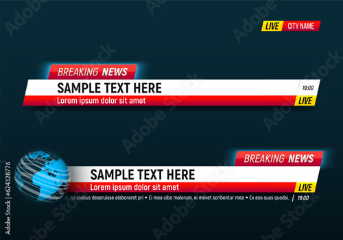 Lower third for news header. Breaking news. Vector template for your design.