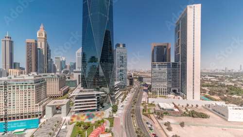 Photography Dubai International Financial district aerial all day timelapse