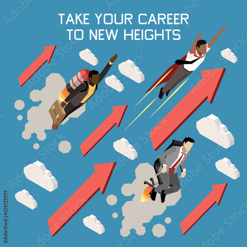 Career Boost Isometric Concept