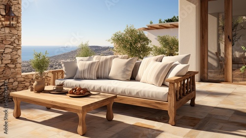 Comfortable sofa in modern living room with sea view © ttonaorh