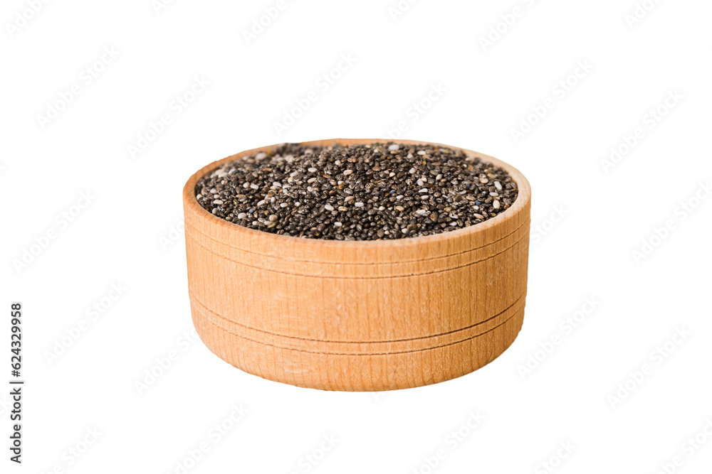 Chia seeds in bowl and spoon on colored background. Healthy Salvia hispanica in small bowl. Healthy superfood Chia seeds in bowl and spoon on colored background. Healthy Salvia hispanica in small bowl. Healthy superfood