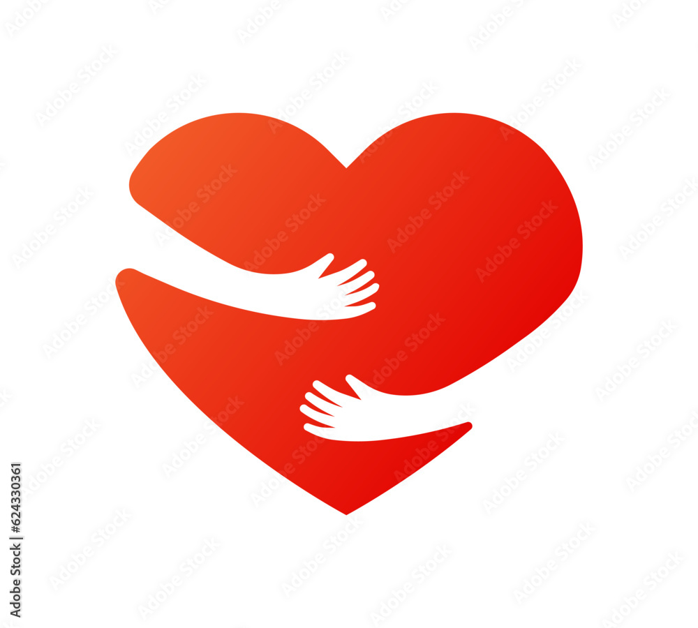 Show care. Flat, colored, hugging hands, showing feelings. Vector illustration. Show care. Flat, colored, hugging hands, showing feelings. Vector illustration.