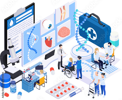 Biotechnology Pharmacy Isometric Composition