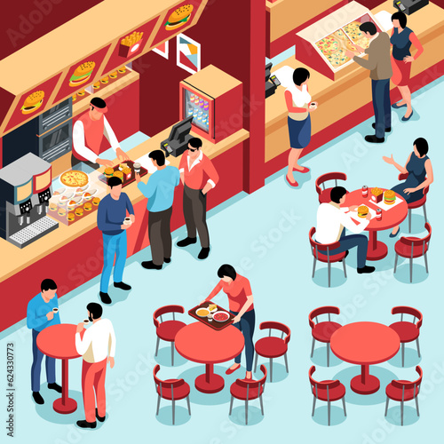 Food Court Isometric Illustration