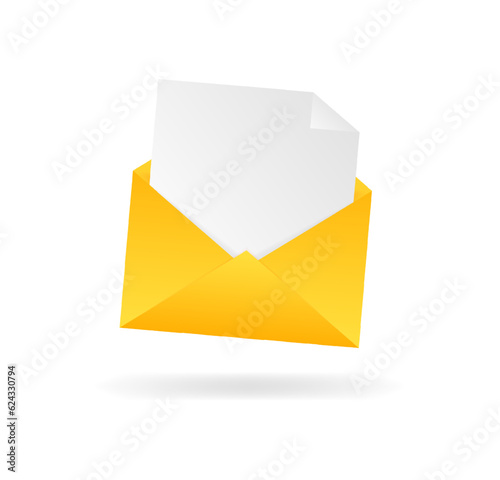 Letter. Flat, color, attached document, send the file to e-mail. Vector icons.