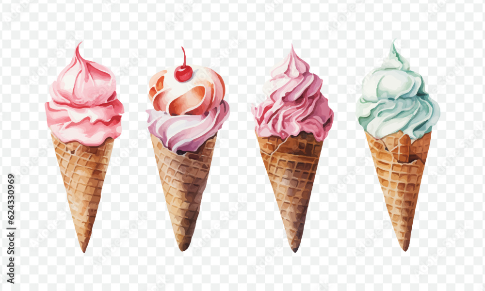 Ice cream cone isolated vector illustration