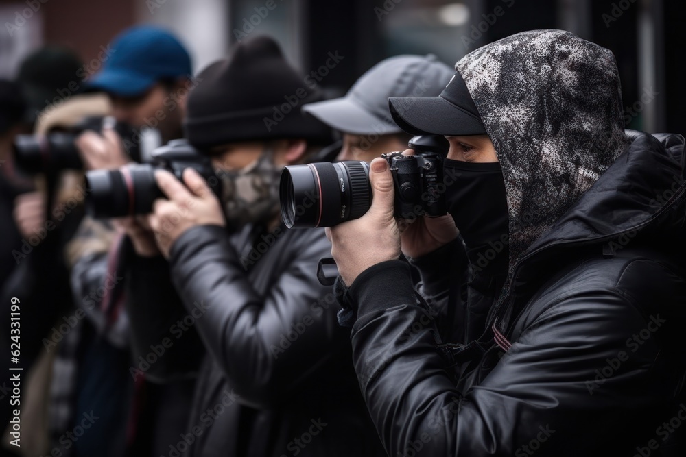 A bunch of journalists and paparazzi take pictures for the news. A bunch of journalists and paparazzi take pictures for the news.