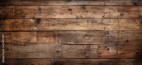 Old wooden flooring texture background. Worn and distressed 1800s style wooden floor. wooden planks with some knots.