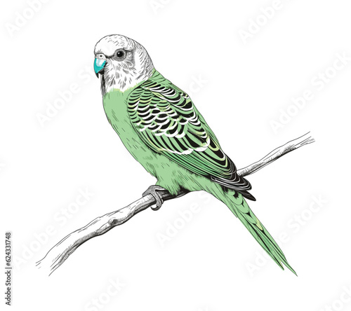 A cute budgie vector sketch illustration

