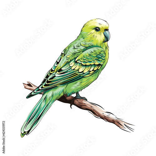 A cute budgie vector sketch illustration

