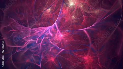 Neural network  or the nervous system. Abstract fractal art background for themes of connectivity and biology.