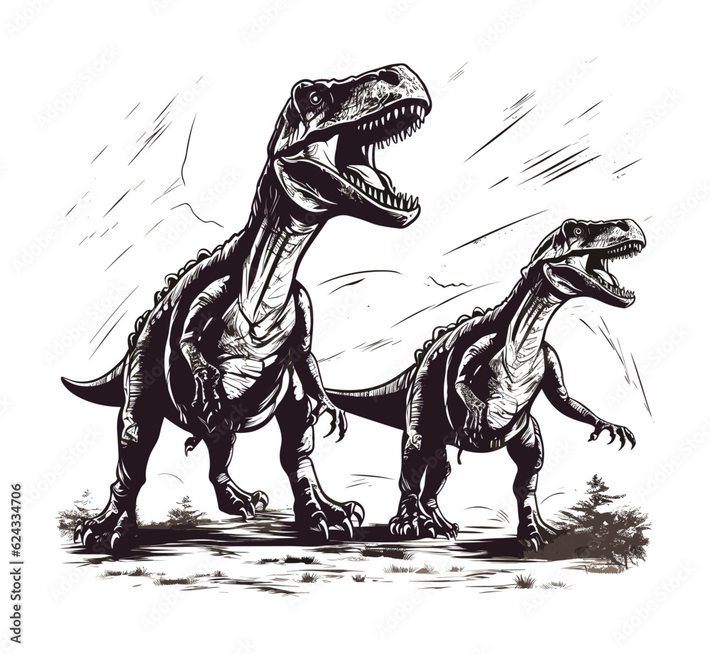 Hand drawn dinosaurs vector illustration Stock Vector | Adobe Stock