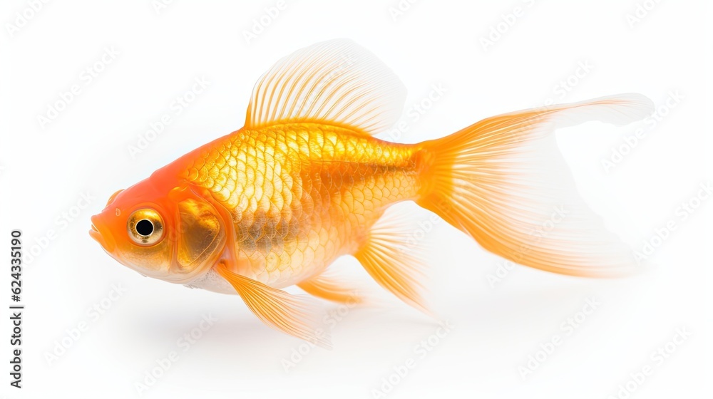 A gold fish isolated on a white background. Generative Ai