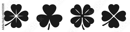 Fototapeta Luck four leaf clover icon set