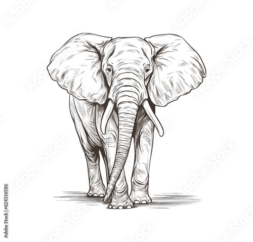 Hand drawn elephant illustration vector

