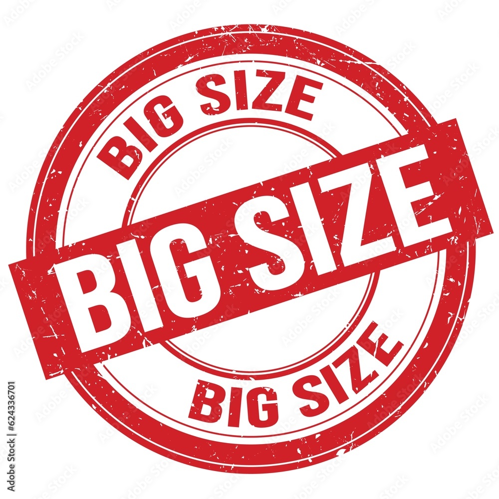 BIG SIZE text written on red round stamp sign BIG SIZE text written on red round stamp sign