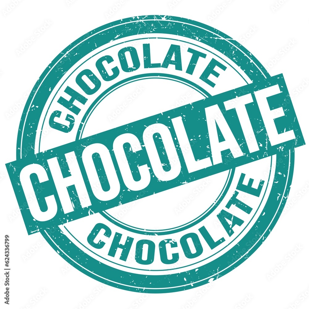 CHOCOLATE text written on blue round stamp sign