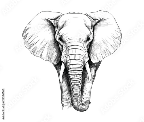 Hand drawn elephant illustration vector  