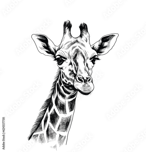 Sketch of the giraffe, hand drawn giraffe vector
