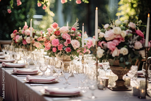pink wedding table setting