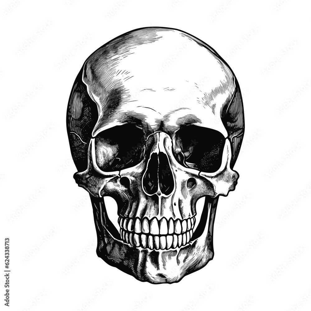 Obraz premium Hand drawn human skull concept