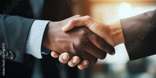 black and white business people handshake
