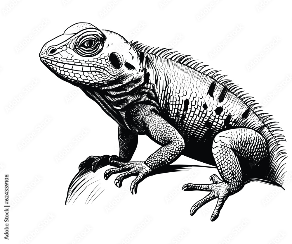 Fototapeta premium Vintage illustration of lizard in hand drawn style