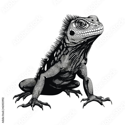 Vintage illustration of  lizard in hand drawn style

