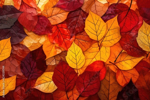 A lot of colorful leaves. Naturalistic tones. Generative AI