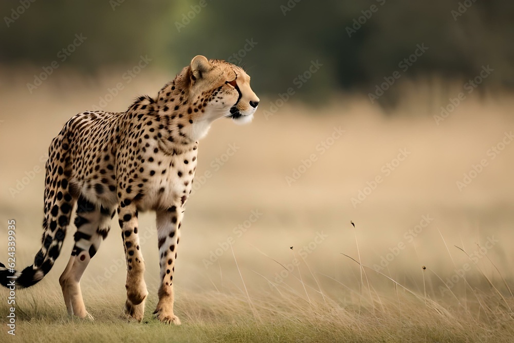 Naklejka premium cheetah with prey generated by AI technology