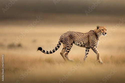 cheetah in the savannah generated by AI technology